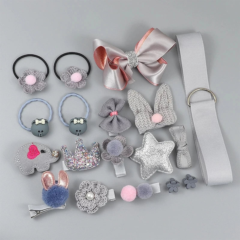 18-Piece Cute Hair Accessories Set for Girls – Bows, Flowers, Animals & More!