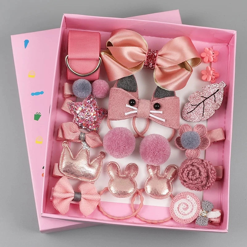 18-Piece Cute Hair Accessories Set for Girls – Bows, Flowers, Animals & More!