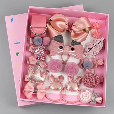 18-Piece Cute Hair Accessories Set for Girls – Bows, Flowers, Animals & More!