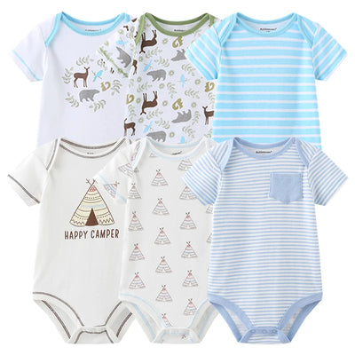 Pack of 6 Cotton Bodysuits - Comfort and Softness for Baby 🌿