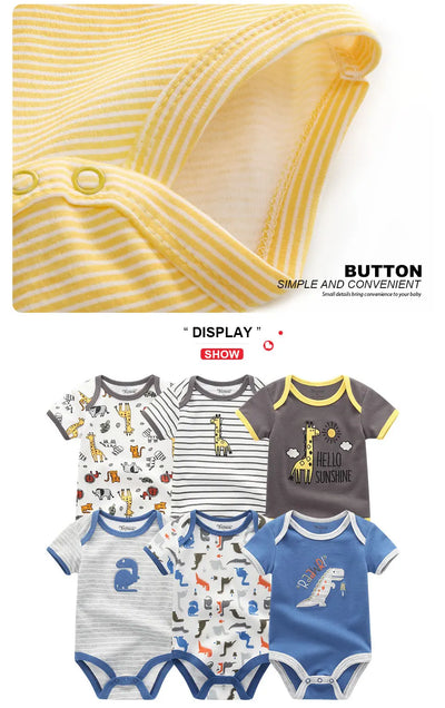 Pack of 6 Cotton Bodysuits - Comfort and Softness for Baby 🌿