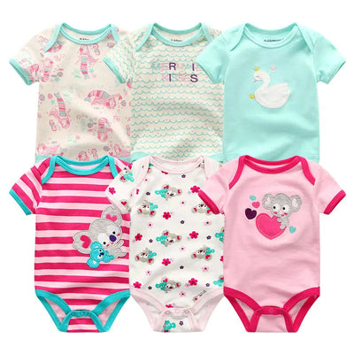 Pack of 6 Cotton Bodysuits - Comfort and Softness for Baby 🌿