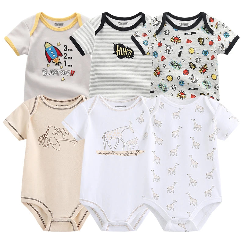 Pack of 6 Cotton Bodysuits - Comfort and Softness for Baby 🌿