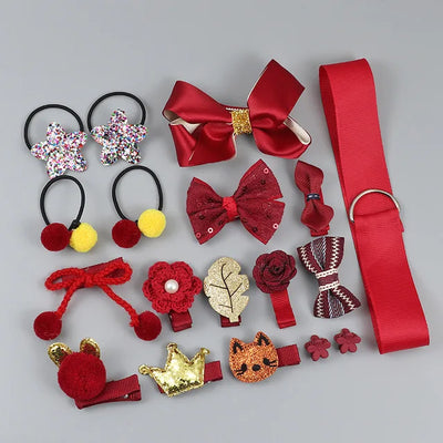 18-Piece Cute Hair Accessories Set for Girls – Bows, Flowers, Animals & More!