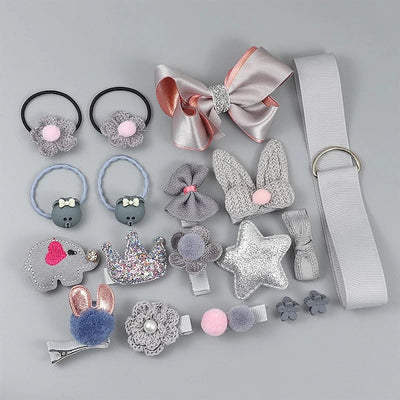 18-Piece Cute Hair Accessories Set for Girls – Bows, Flowers, Animals & More!
