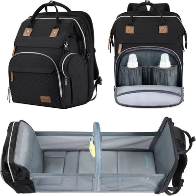 LAND Mommy Backpack with Foldable Crib & Mosquito Net