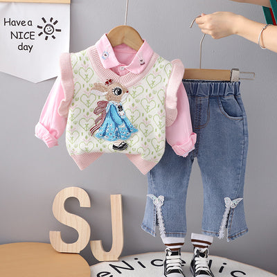 3 Piece Set for Girls - Rabbit Vest &Pants 🐰💕