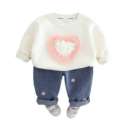 2025  Baby Girl Love Sweater Two-Piece Set – Adorable & Cozy