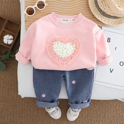 2025  Baby Girl Love Sweater Two-Piece Set – Adorable & Cozy