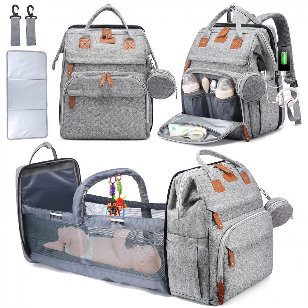 LAND Mommy Backpack with Foldable Crib & Mosquito Net