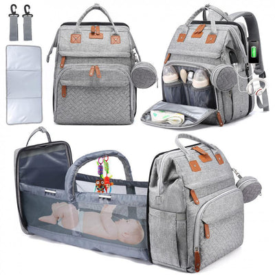 LAND Mommy Backpack with Foldable Crib & Mosquito Net