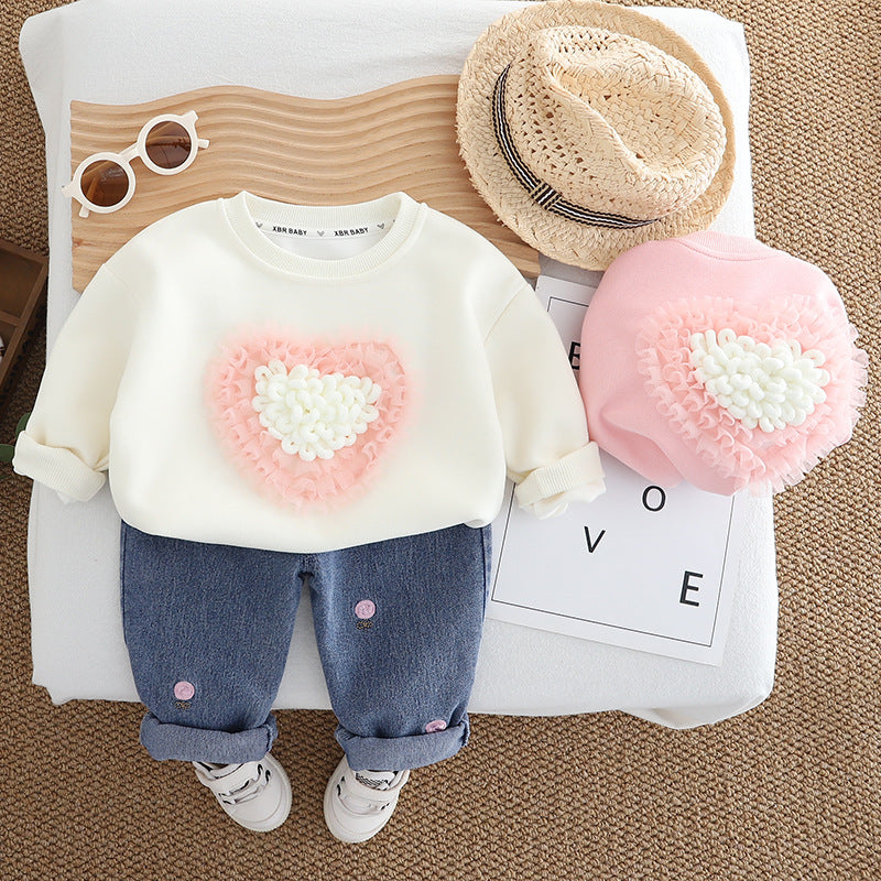 2025  Baby Girl Love Sweater Two-Piece Set – Adorable & Cozy
