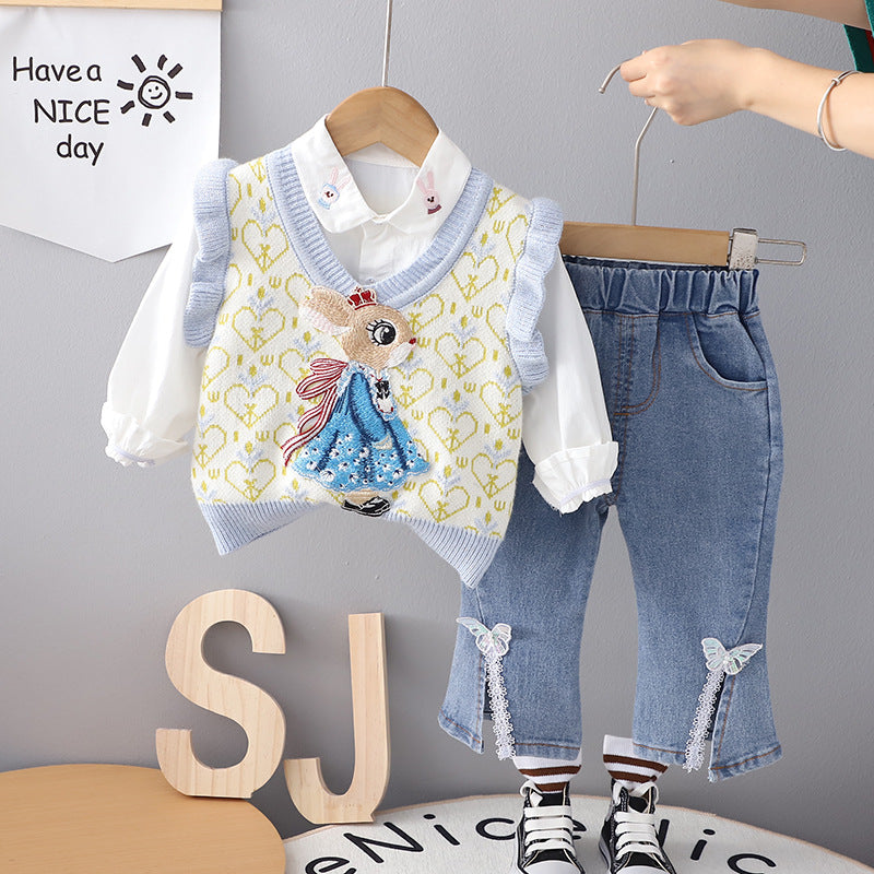 3 Piece Set for Girls - Rabbit Vest &Pants 🐰💕