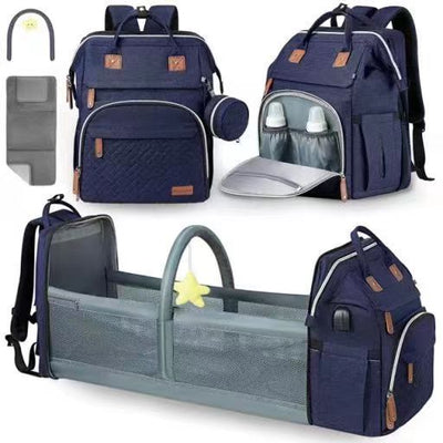 LAND Mommy Backpack with Foldable Crib & Mosquito Net