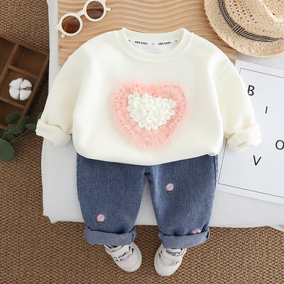 2025  Baby Girl Love Sweater Two-Piece Set – Adorable & Cozy