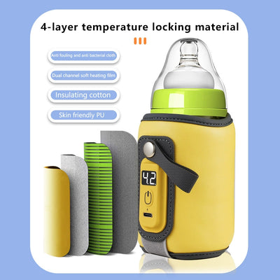 USB Baby Bottle Warmer Milk Warmer Infant Feeding Bottle Heated Portable Travel Cover Insulation Thermostat for Home