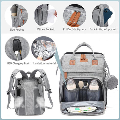 LAND Mommy Backpack with Foldable Crib & Mosquito Net