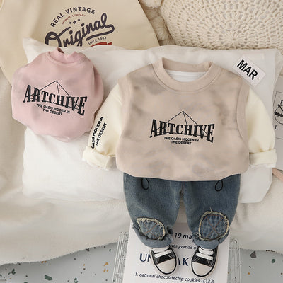 2025 Spring Boys' Long Sleeve ART  Two-Piece Set - Casual Suit
