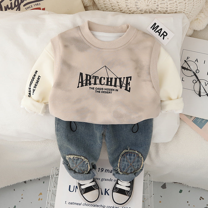 2025 Spring Boys' Long Sleeve ART  Two-Piece Set - Casual Suit
