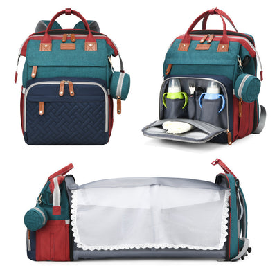LAND Mommy Backpack with Foldable Crib & Mosquito Net