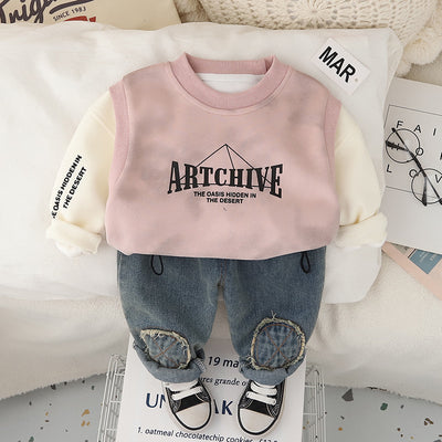 2025 Spring Boys' Long Sleeve ART  Two-Piece Set - Casual Suit