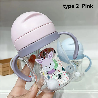 250ML Cartoon Pattern Sippy Cup – Child Drinking Bottle with Straw