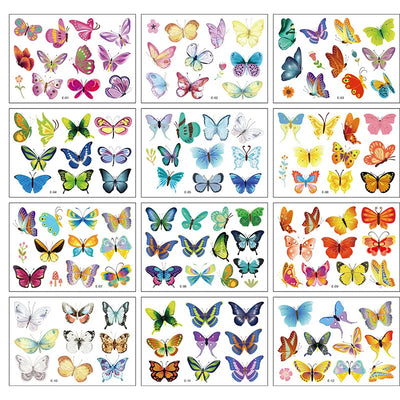 12 Pack Cartoon Temporary Tattoos – Mermaid, Unicorn Animal Designs