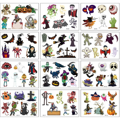 12 Pack Cartoon Temporary Tattoos – Mermaid, Unicorn Animal Designs