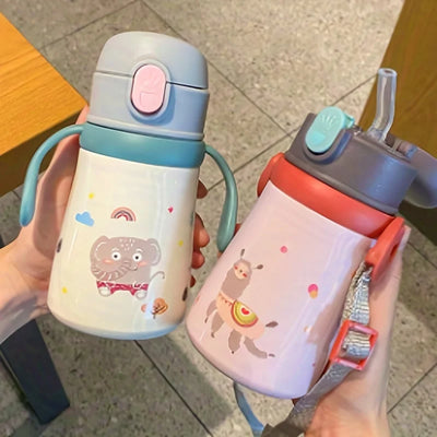 Stainless Steel Cartoon Thermal Sippy Cup – Portable Travel Milk Bottle