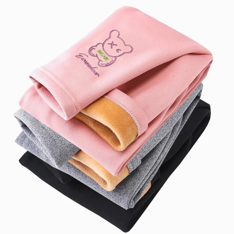 1pcs Winter Girls Leggings Baby Plush Pants Kids Thermal Pants Children Fashion Trousers Casual Bottoms Cartoon sleeping pants