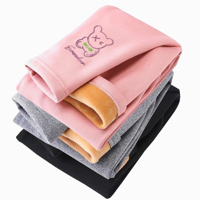 1pcs Winter Girls Leggings Baby Plush Pants Kids Thermal Pants Children Fashion Trousers Casual Bottoms Cartoon sleeping pants