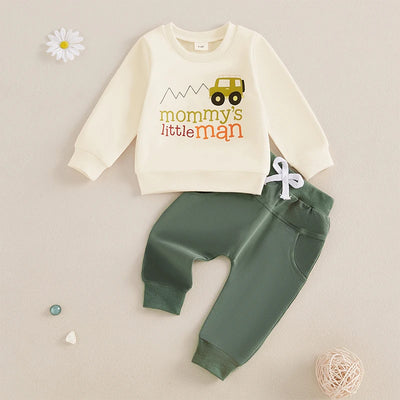 Baby Boy Fall Clothes Set – Long Sleeve Letter Sweatshirt &amp; Pants