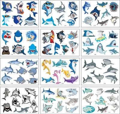 12 Pack Cartoon Temporary Tattoos – Mermaid, Unicorn Animal Designs