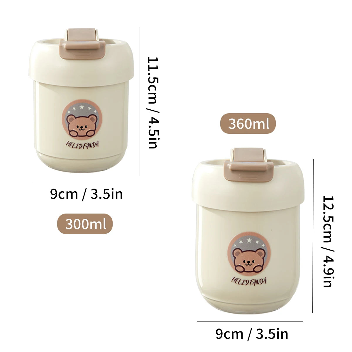 WORTHBUY 360ml Double Drink Water Bottle – Stainless Steel Cup with Straw & Handle for Kids