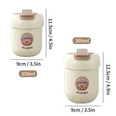 WORTHBUY 360ml Double Drink Water Bottle – Stainless Steel Cup with Straw & Handle for Kids
