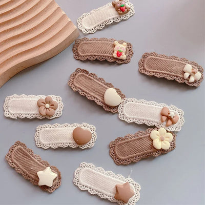 2pcs Baby Hair Clips – Cartoon Bow &Lace BB Barrettes for Girls