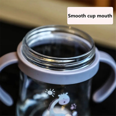 250ML Cartoon Pattern Sippy Cup – Child Drinking Bottle with Straw