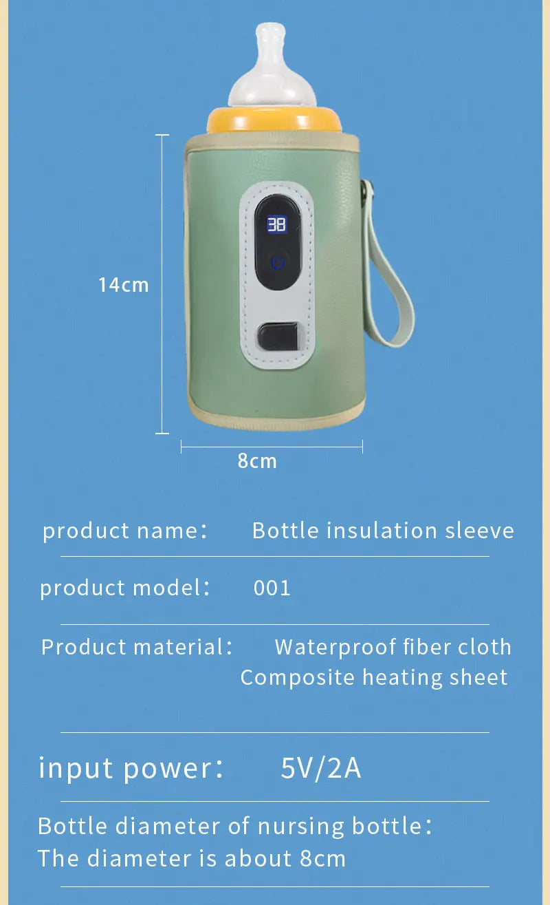 Portable Baby Bottle Insulation Sleeve – USB Milk Warmer for Travel & Night Feeding