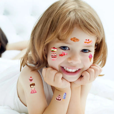 12 Pack Cartoon Temporary Tattoos – Mermaid, Unicorn Animal Designs