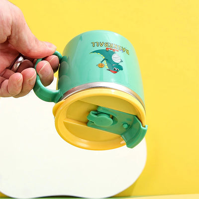 280ML Dinosaur Baby Feeding Cup – Stainless Steel Thermos Straw Cup