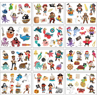 12 Pack Cartoon Temporary Tattoos – Mermaid, Unicorn Animal Designs