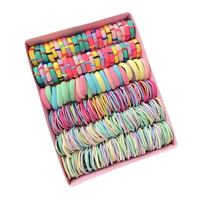 Elastic Hair Clip &Band Set – Cute Nylon Hair Accessories for Girls