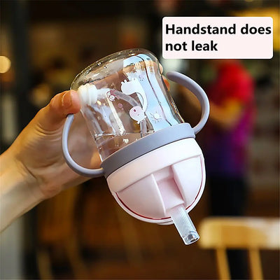 250ML Cartoon Pattern Sippy Cup – Child Drinking Bottle with Straw