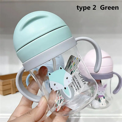 250ML Cartoon Pattern Sippy Cup – Child Drinking Bottle with Straw