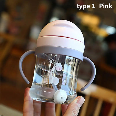 250ML Cartoon Pattern Sippy Cup – Child Drinking Bottle with Straw