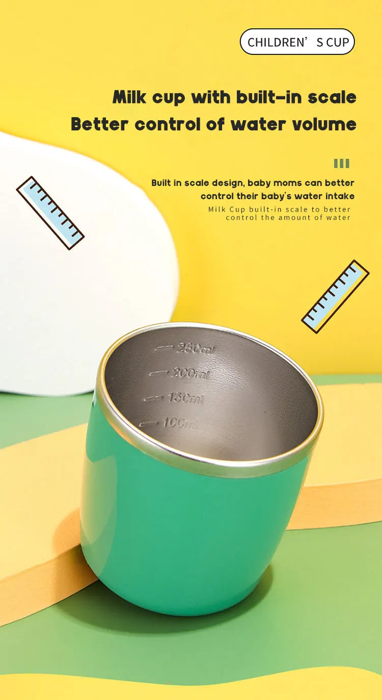280ML Dinosaur Baby Feeding Cup – Stainless Steel Thermos Straw Cup