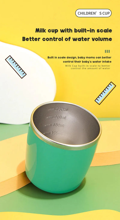 280ML Dinosaur Baby Feeding Cup – Stainless Steel Thermos Straw Cup