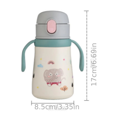 Stainless Steel Cartoon Thermal Sippy Cup – Portable Travel Milk Bottle