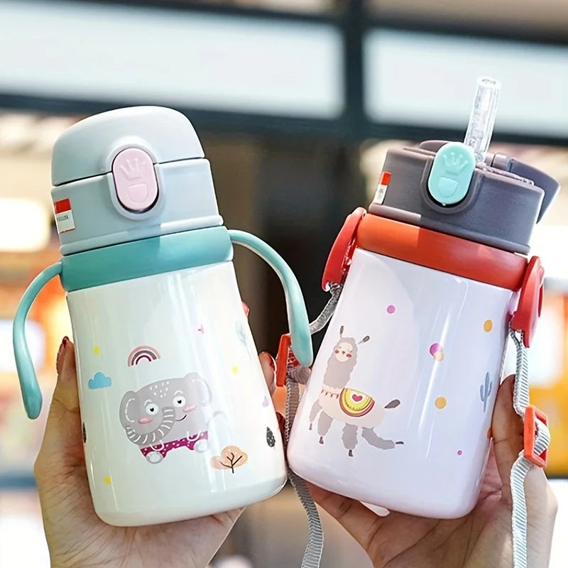 Stainless Steel Cartoon Thermal Sippy Cup – Portable Travel Milk Bottle
