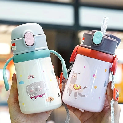 Stainless Steel Cartoon Thermal Sippy Cup – Portable Travel Milk Bottle